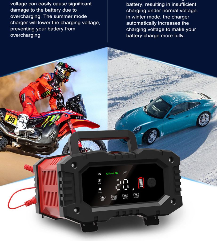 20-Ampere Kfz-Batterieladegerät, 12V/20A und 24V/10A Produktbild 3