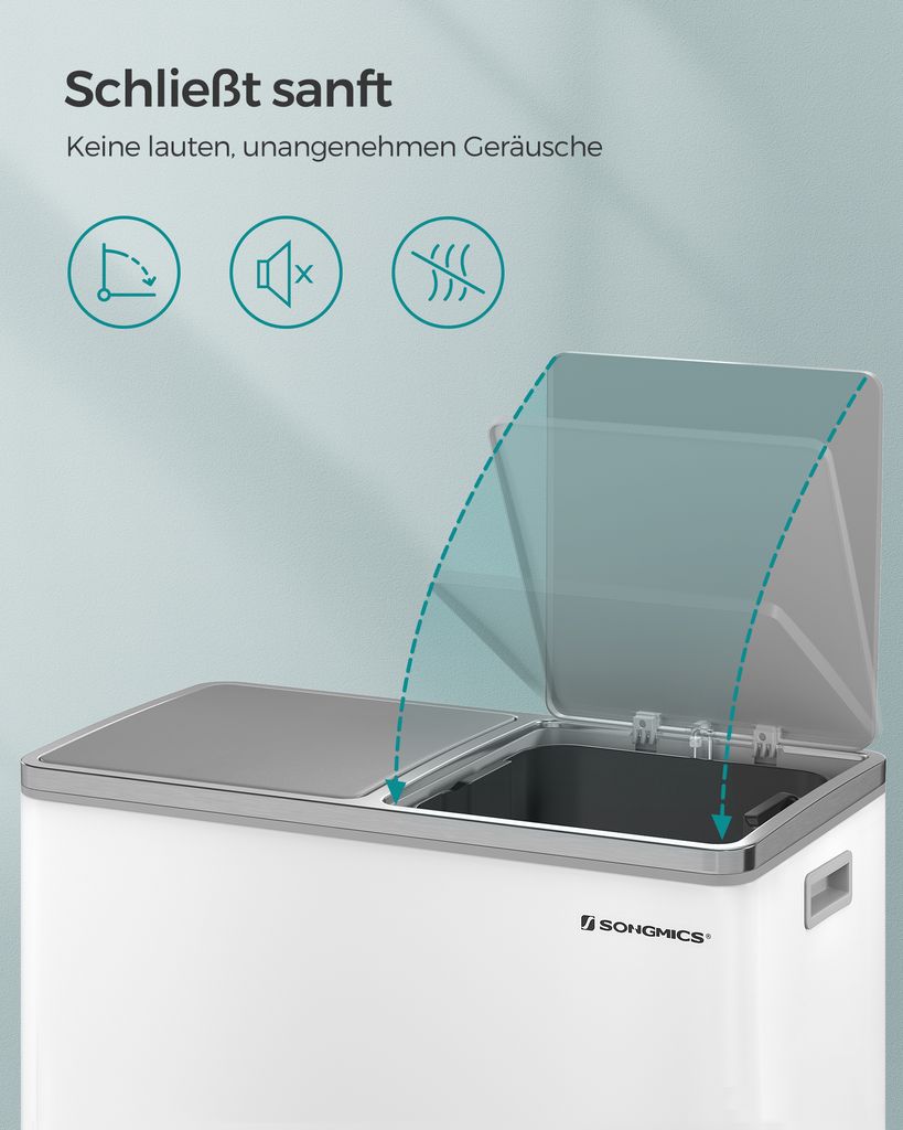SONGMICS Mülltrenner 2 x 30,0 l weiß Produktbild 5