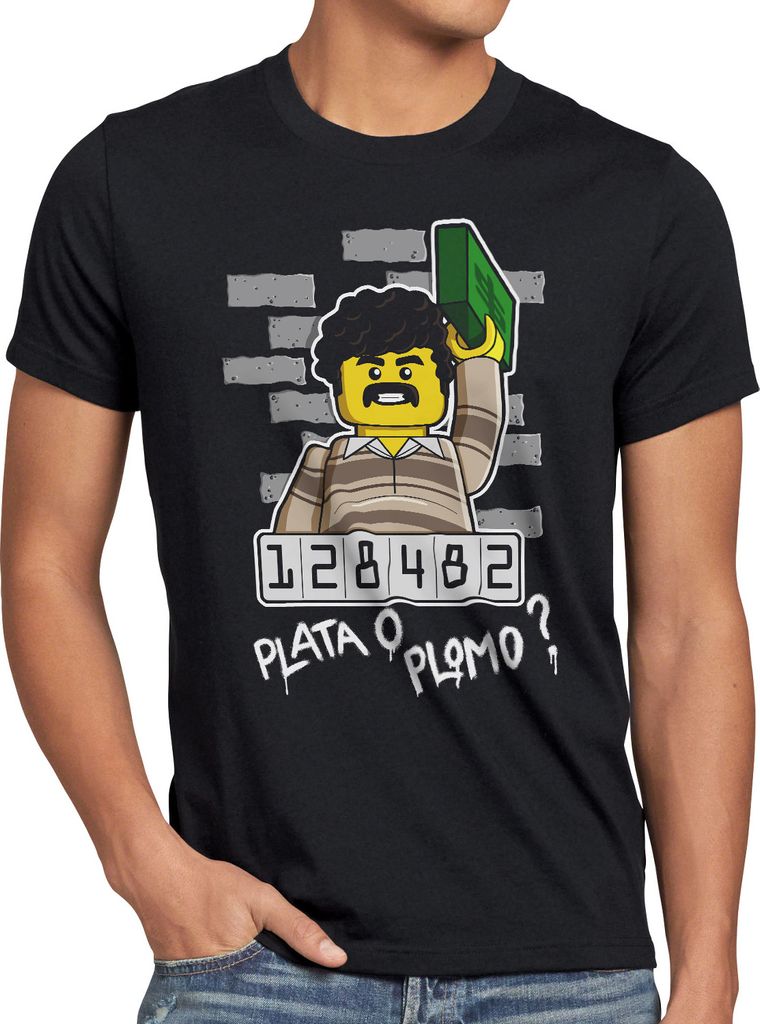 style3 Plata o Plomo Herren T-Shirt pablo bloque kokain