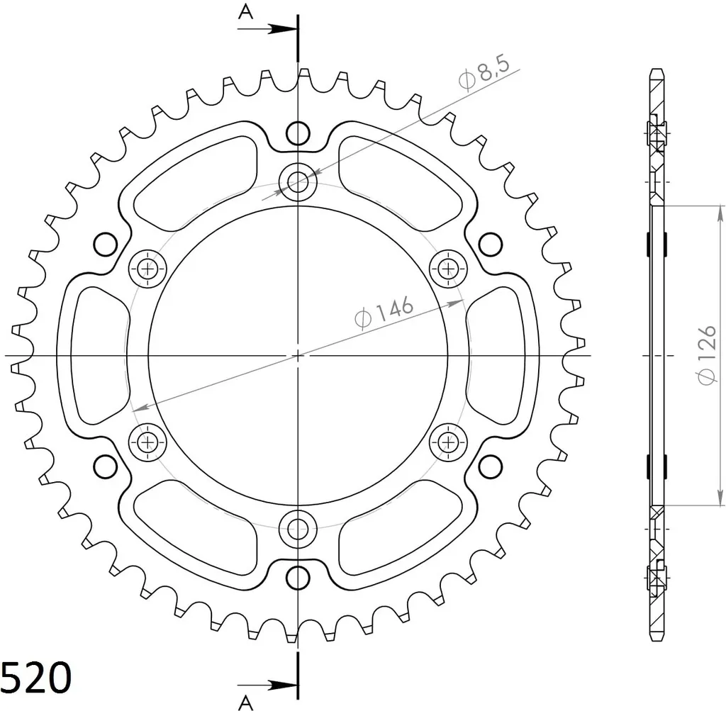 Couronne Moto 45 Dents Supersprox Stealth 520 Or pour Kit Chaîne