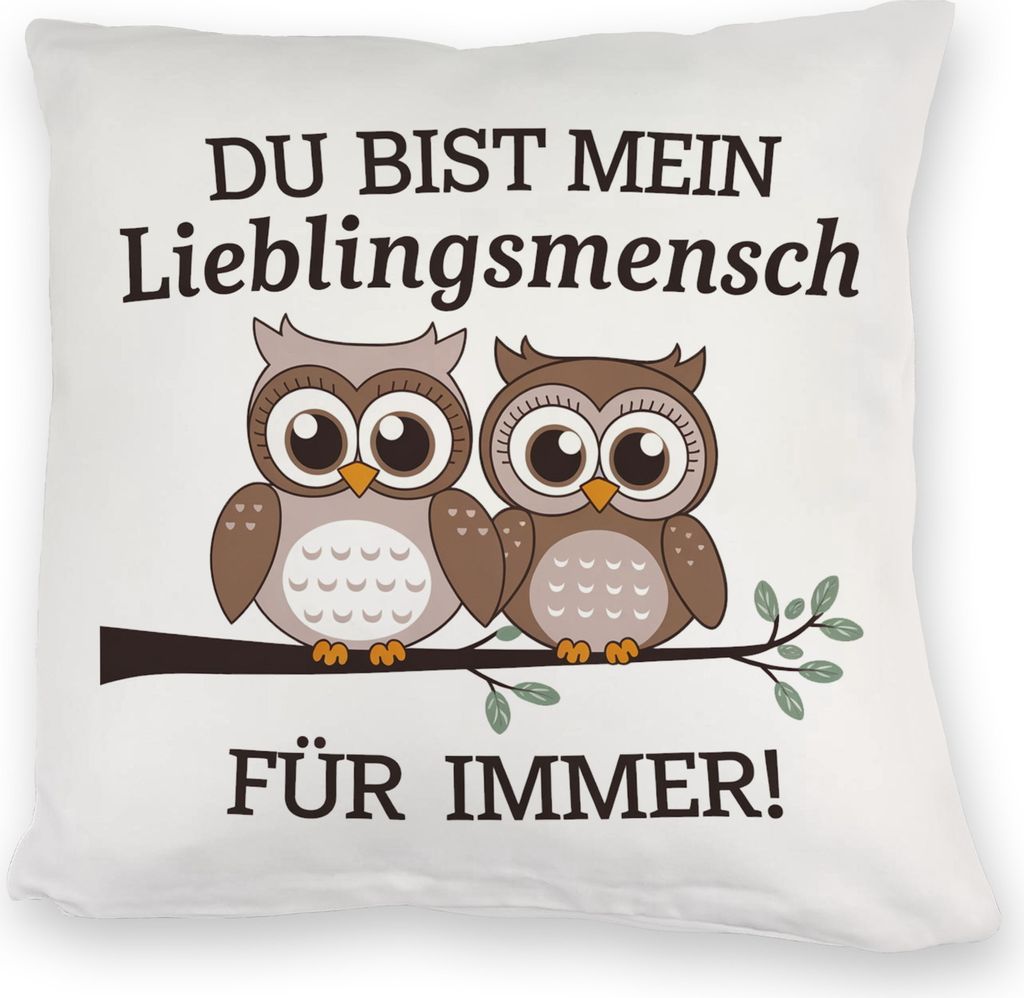 Zwei niedliche Eulen Lieblingsmensch Kuschelkissen