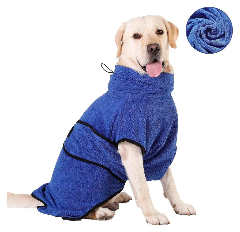 HAPPY HACHI Hundebademantel aus Mikrofaser, mit Verstellbaren Trägern Hundebademantel Waschbare Super Saugfähig Feuchtigkeit Schnell Trocknend Hu...
