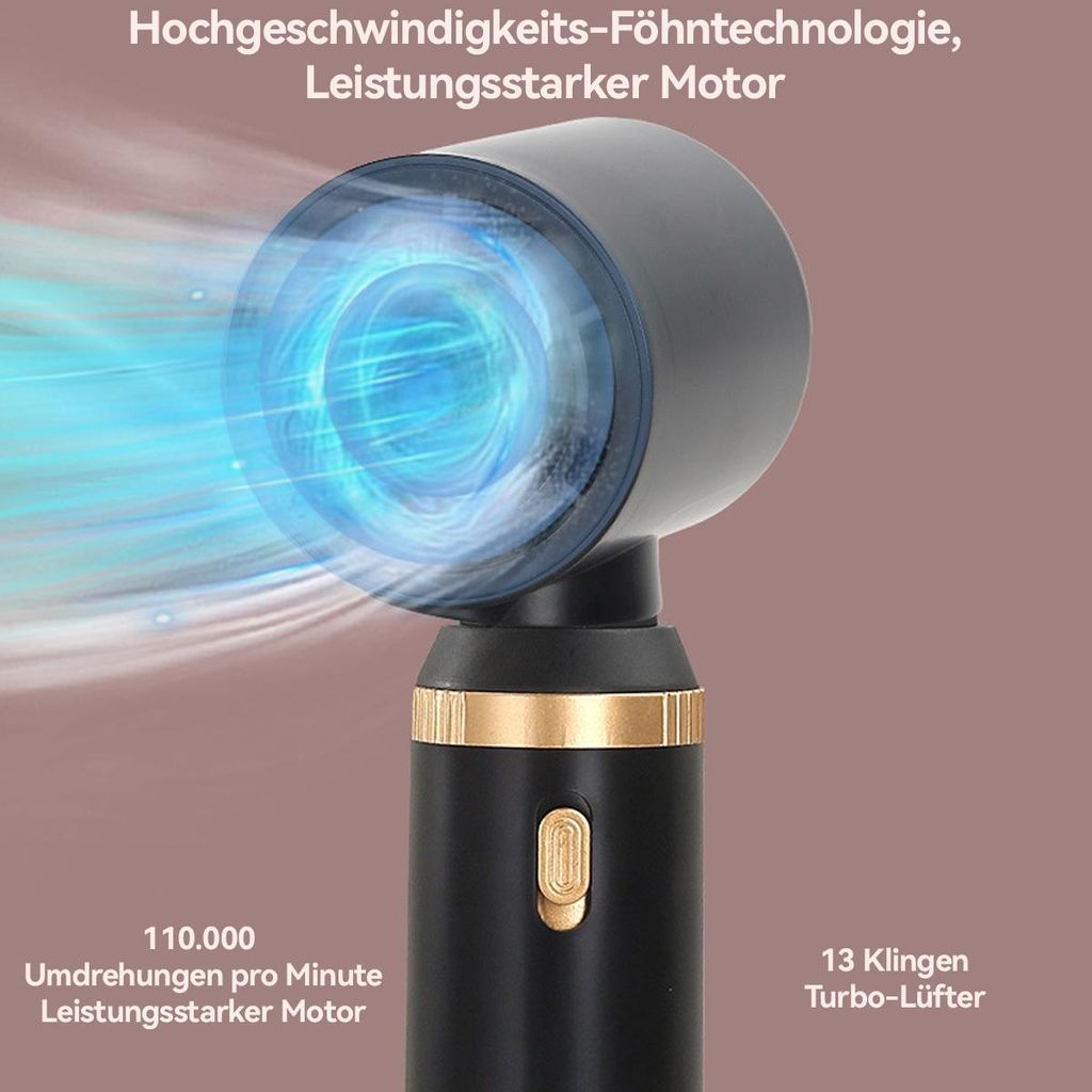5 in 1 Hairstyler Rundbürstenföhn,Airstyler Lockenstab mit Luft, 3 Temperaturregelung, Geben Sie dem Haar Volumen, Glätten, Locken und Föhnen