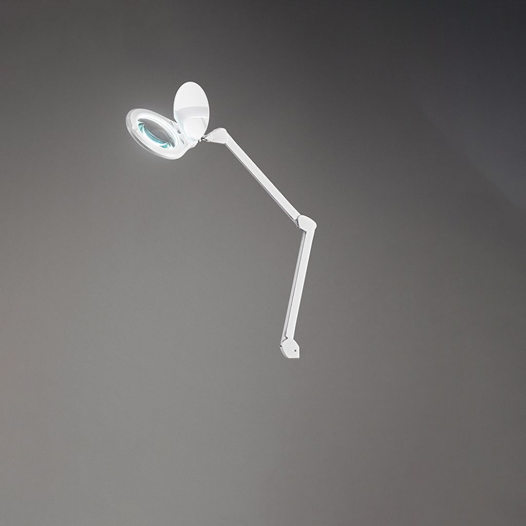12-W-LED-Tischleuchte mit 3-Dioptrien-Vergrößerungsglas, dimmbar, weiß, Höhe 82 cm, modernes und funktionales Design - Perenz