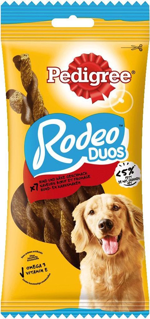 PEDIGREE RODEO Duos Beutel mit Rind- und Käsegeschmack 7 Stück
