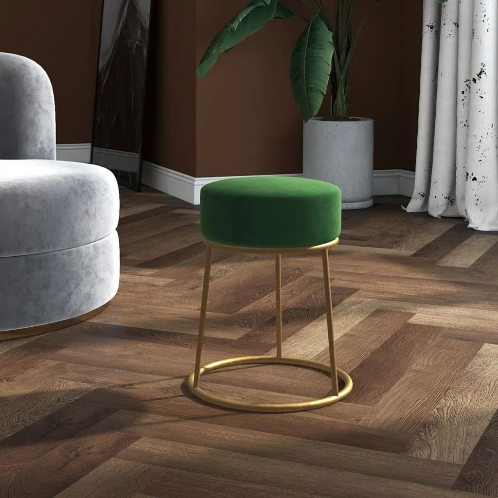 SYFAX™ Sgabello Rotondo in Velluto Verde - Stile Naturale e Moderno - 2