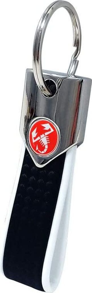 Abarth Offizielle Schlüsselanhäng, Weiß und Karbon mit Rotem Skorpion