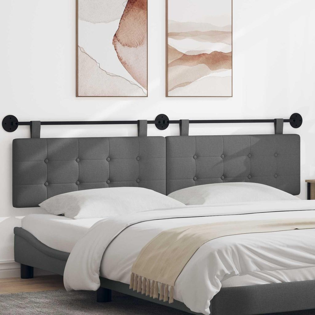 "Neues Produkt" Hängevorderseite Wandmontiert - CLORIS - Dunkelgrau 210x55x5 cm Stoff - Kopfteile V3283