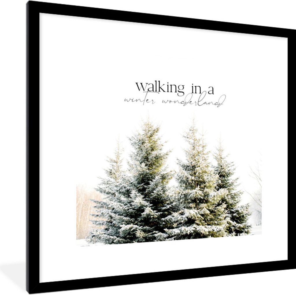 MuchoWow Gerahmtes Poster Weihnachten - Winter - Weihnachtsbaum 40x40 cm - Poster mit Schwarzem Bilderrahmen Wandposter Rahmen Foto Bilder - Post...