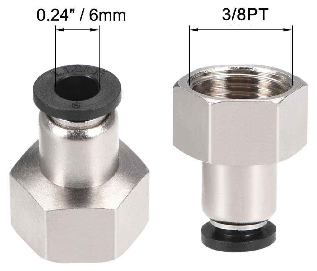 4 Stš¹ck Rohrverschraubungen Drš¹cken Verbinder 6 mm Rohr Au?endurchm. x BSPT 3/8 " Buchse Gerade Pneumatischer Anschluss Rohrverschraubung Sil...
