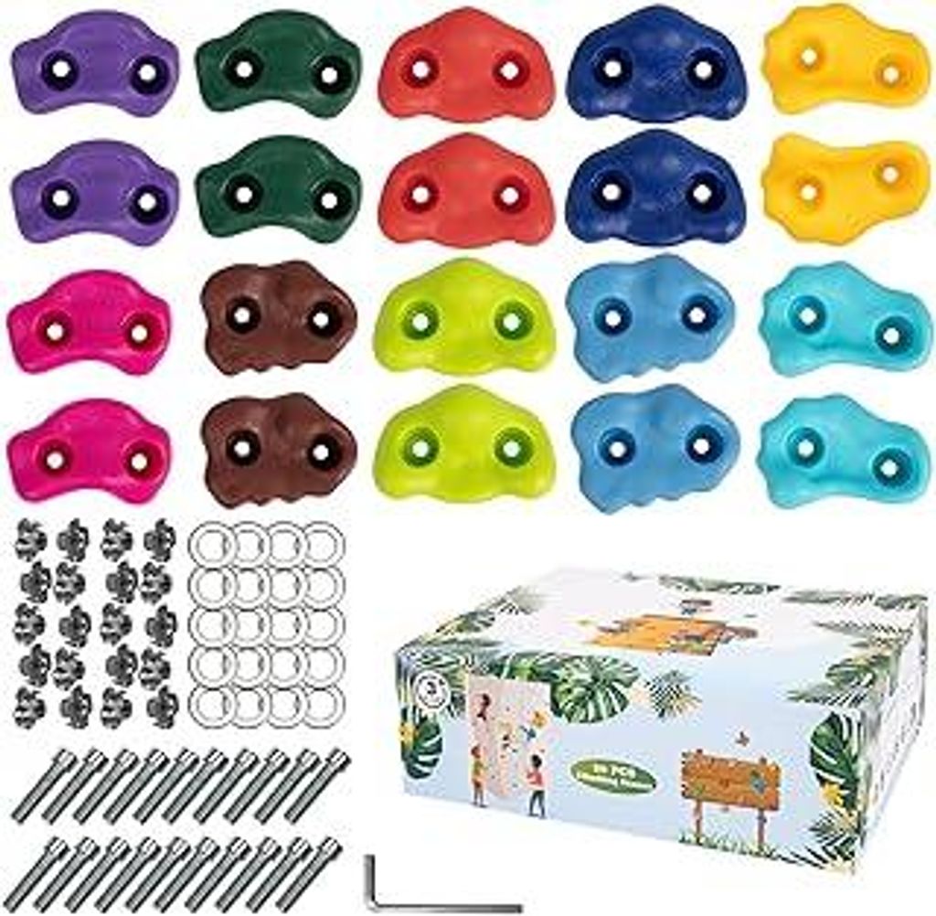 Klettergriffe, Klettersteine Kinder Outdoor, Kletterwand Griffe Mit Befestigungsschrauben Für Spielturm, Climbing Holds Für Weihnachts Und Geburt...