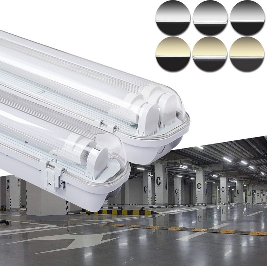 Jiubiaz LED Feuchtraumleuchte150cm 24W KaltWeiß für Außenanwendungen 1x T8 Lampe Wannenleuchte mit Gehäuse höchsten Lichtkomfort IP65
