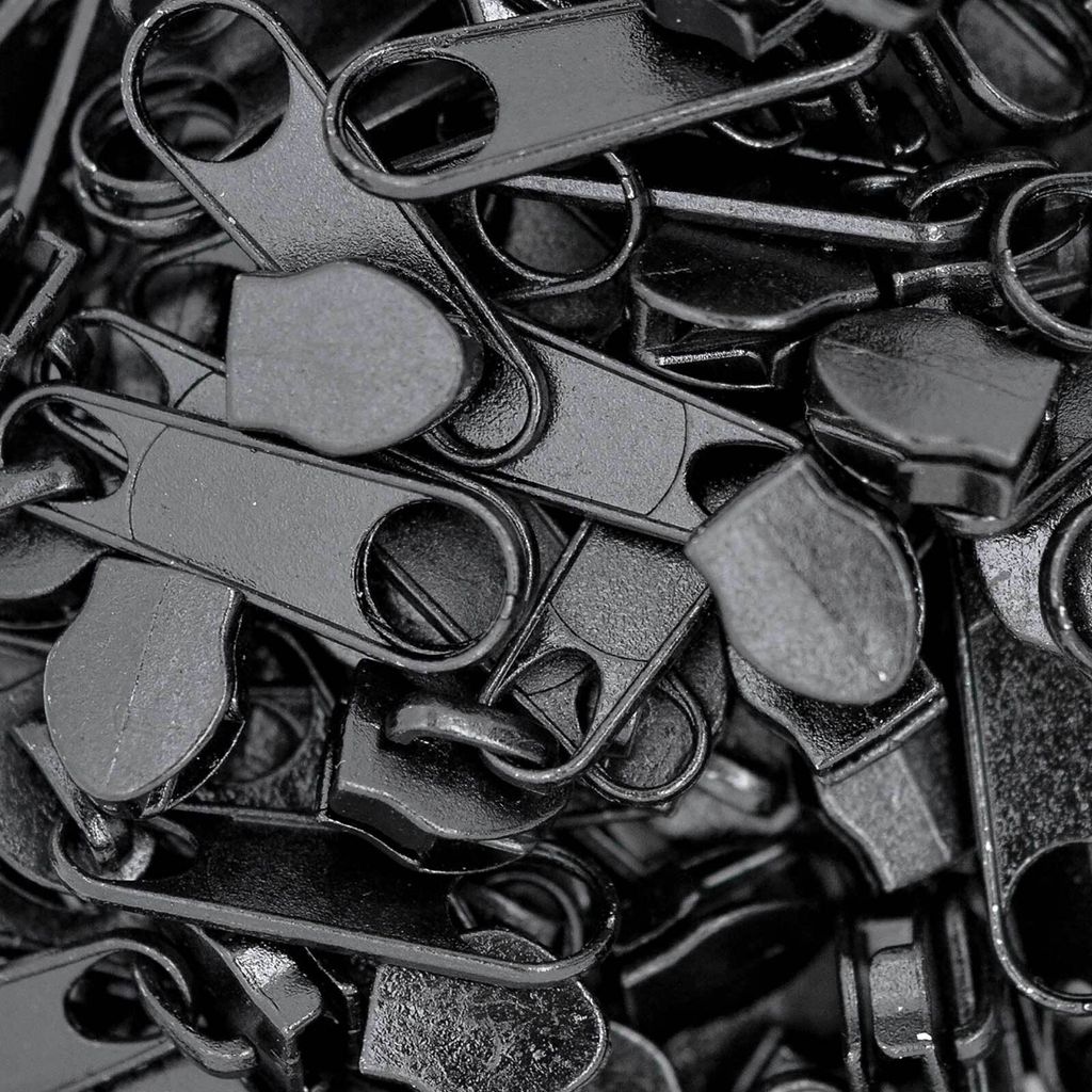 100 Reißverschluss Zipper Schieber für Endlosreißverschluss, 5mm, Farbwahl , Farbe:schwarz
