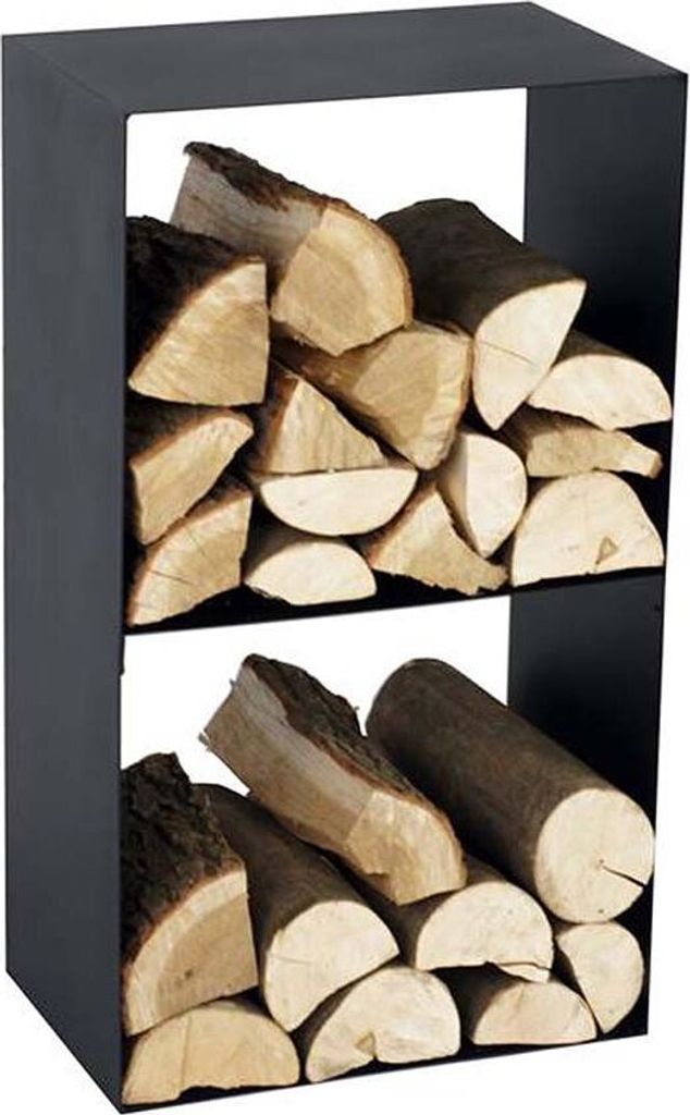 Range bûches CASEY en acier noir à 2 étages 45x30x80 cm Image du produit 