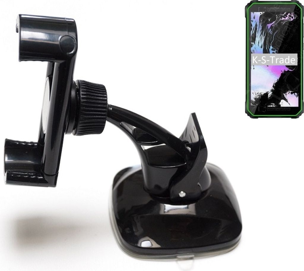 K-S-Trade kompakte Handy-Halterung Windschutzscheibe kompatibel mit Blackview Oscal S60 Pro Night Vision Armaturenbrett schwarz Autohalterung KFZ