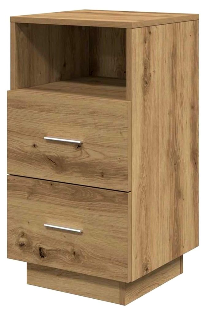 Nachttisch mit 2 Schubladen aus Artisan-Eiche 36x36x68 cm