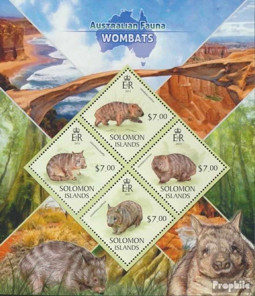 Briefmarken Salomoninseln 2013 Mi 1962-1965 Kleinbogen (kompl. Ausg.) postfrisch Wombats