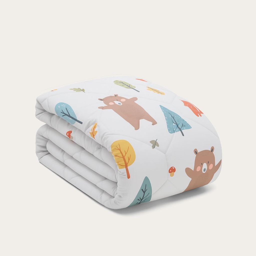 HappyBed - Bettdecke aus 100% Baumwolle 140x200 cm - Waschbare Bettdecke ohne Bezug - Bedruckte Bettdecke ohne Bezug - Bettwäsche - Bobby Bear