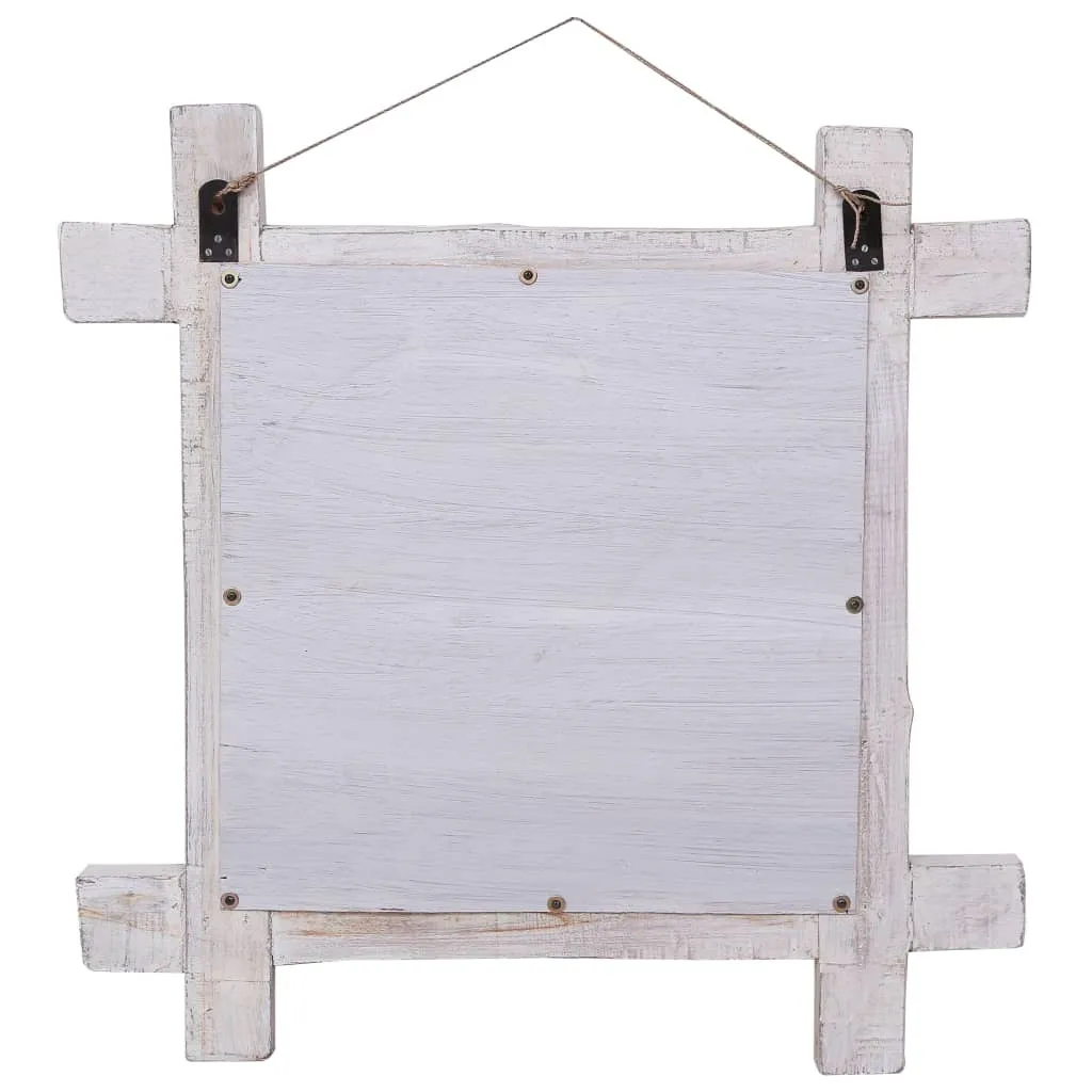 Miroir de salon 70x70 cm blanc en bois massif pour agrandir l'espace