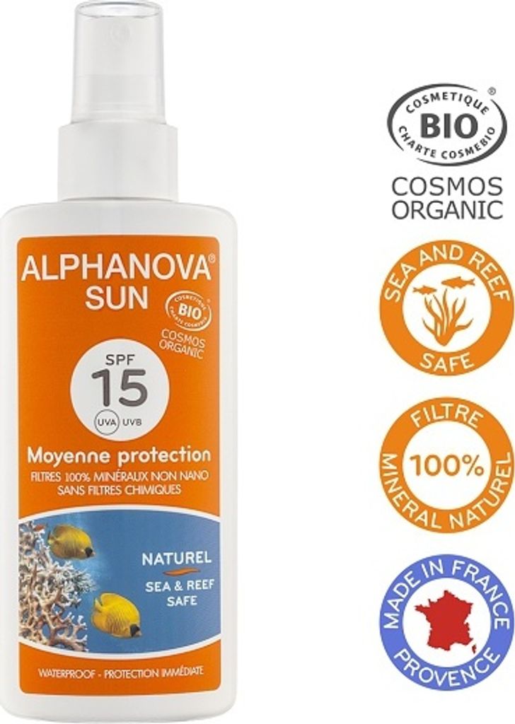 Alphanova - Spray przeciwsłoneczny SPF 15 BIO, 125 ml Zdjęcie produktu 
