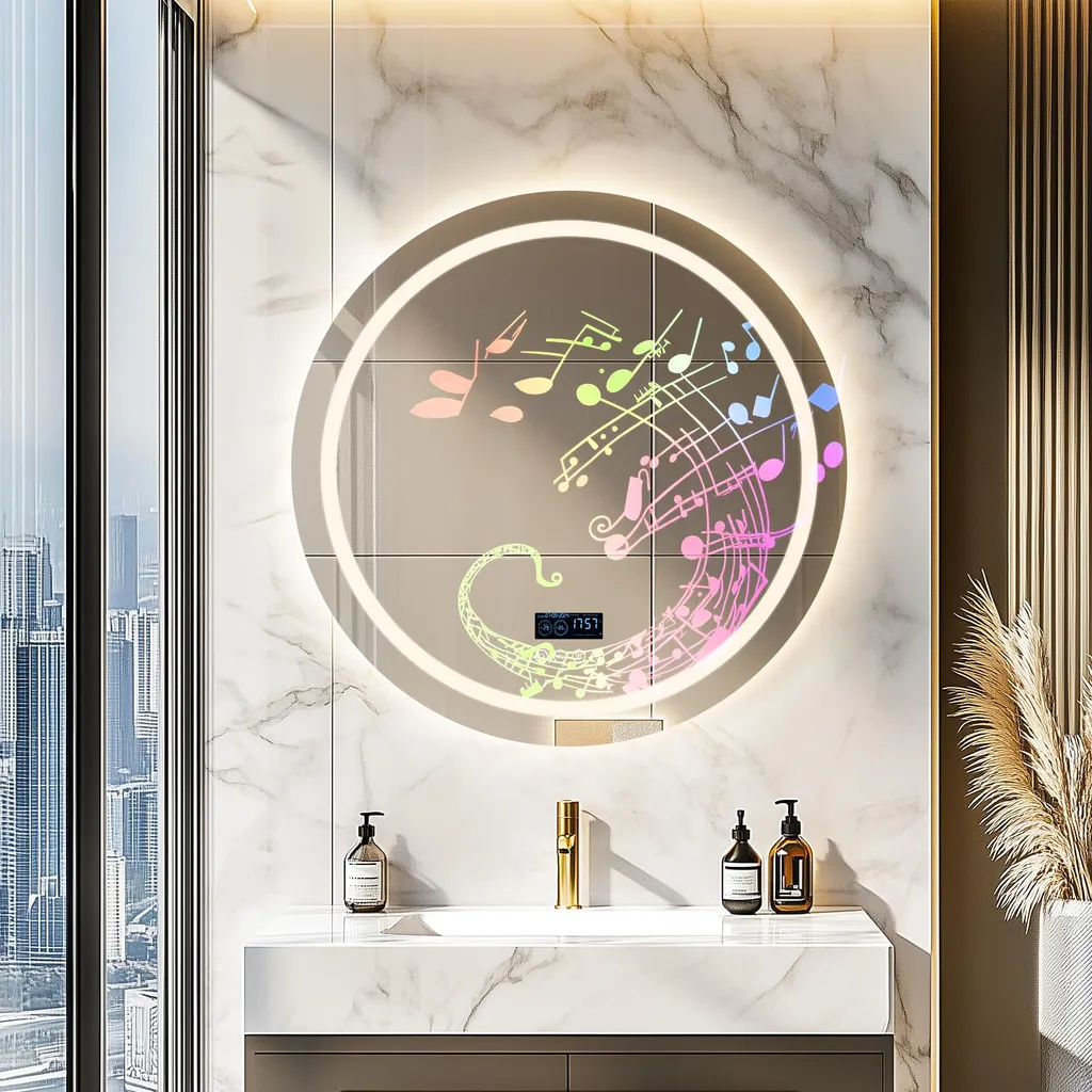 Miroir mural lumineux pour maquillage avec 3 couleurs de lumière LED