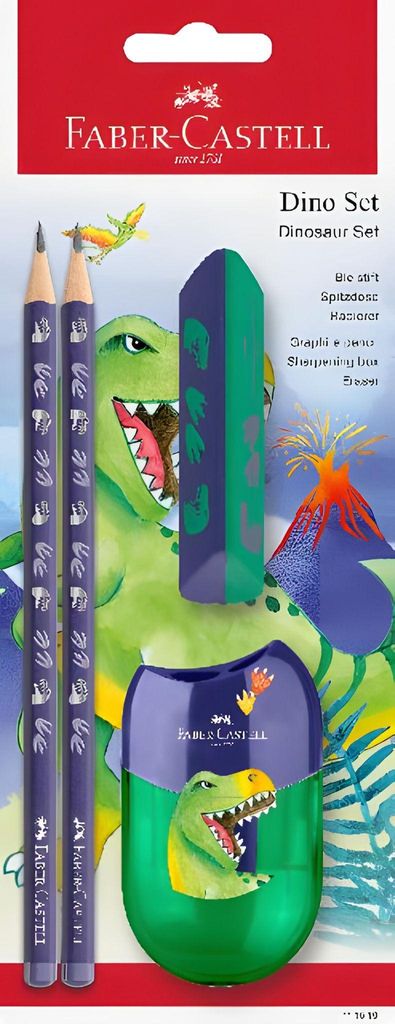 FABER-CASTELL Schreibset Dino blau 4-teilig