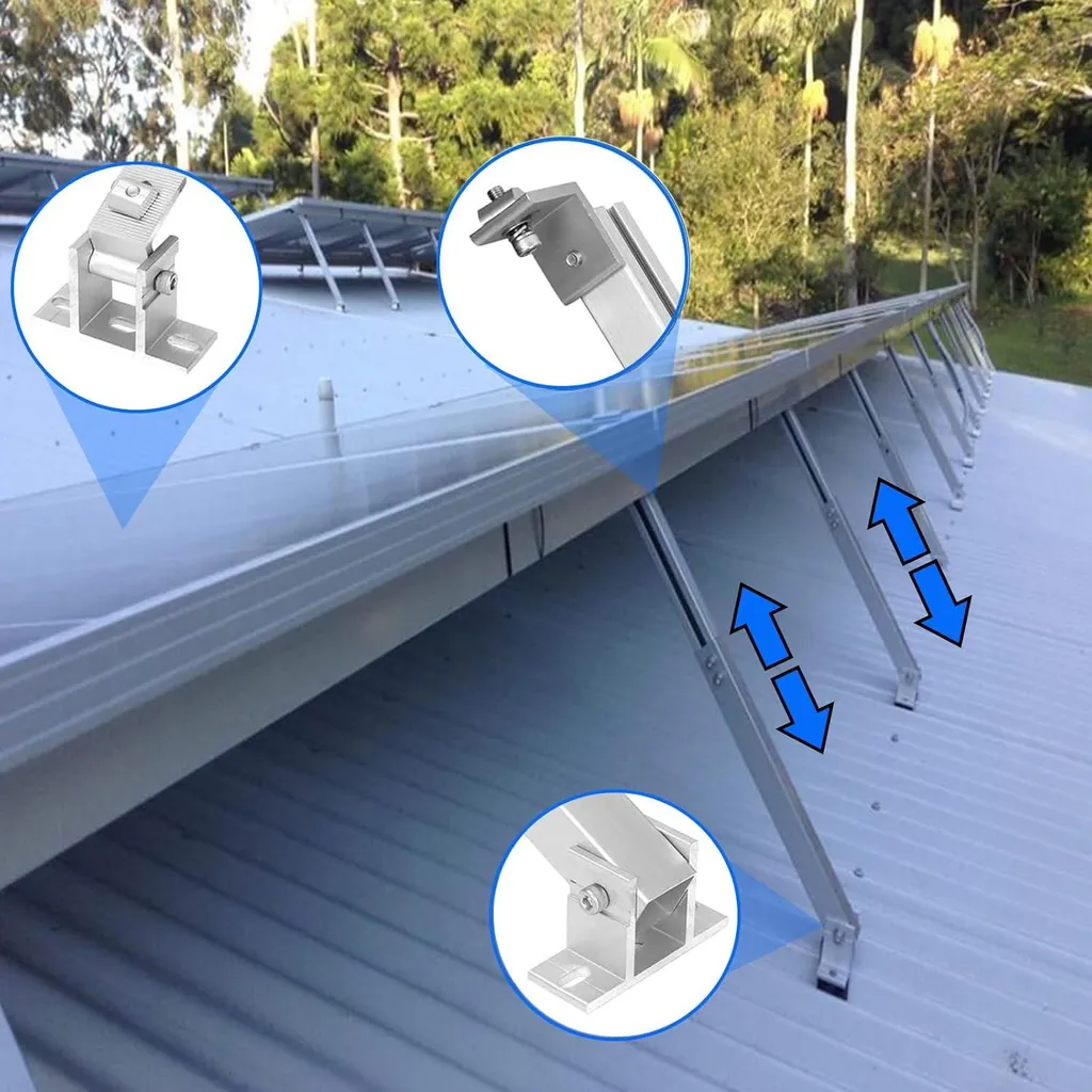 Fixation panneau solaire pour balcon et toit plat - Kit réglable 104cm