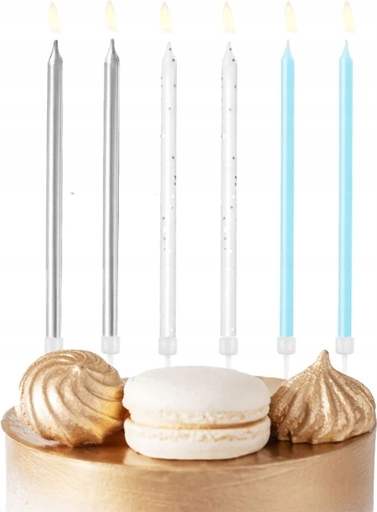 Blau-Weiss-Silberne Geburtstagskerzen 6 Stück