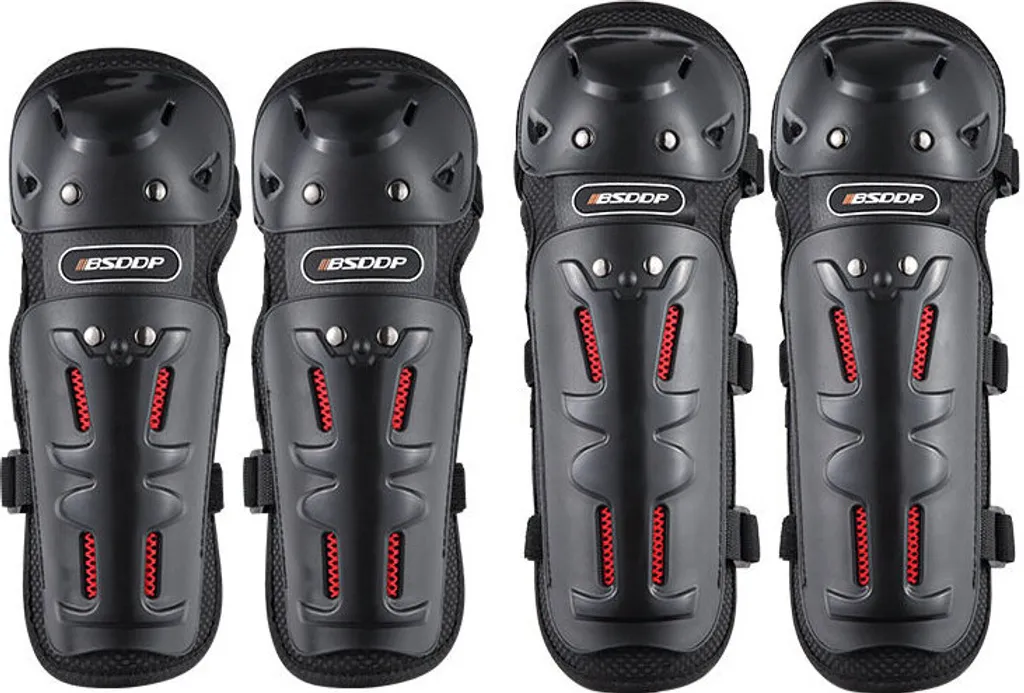 4Pcs Universale Motocross Moto Ciclismo Gomitiere Ginocchiere Protezione Sicurezza Prote - Nero