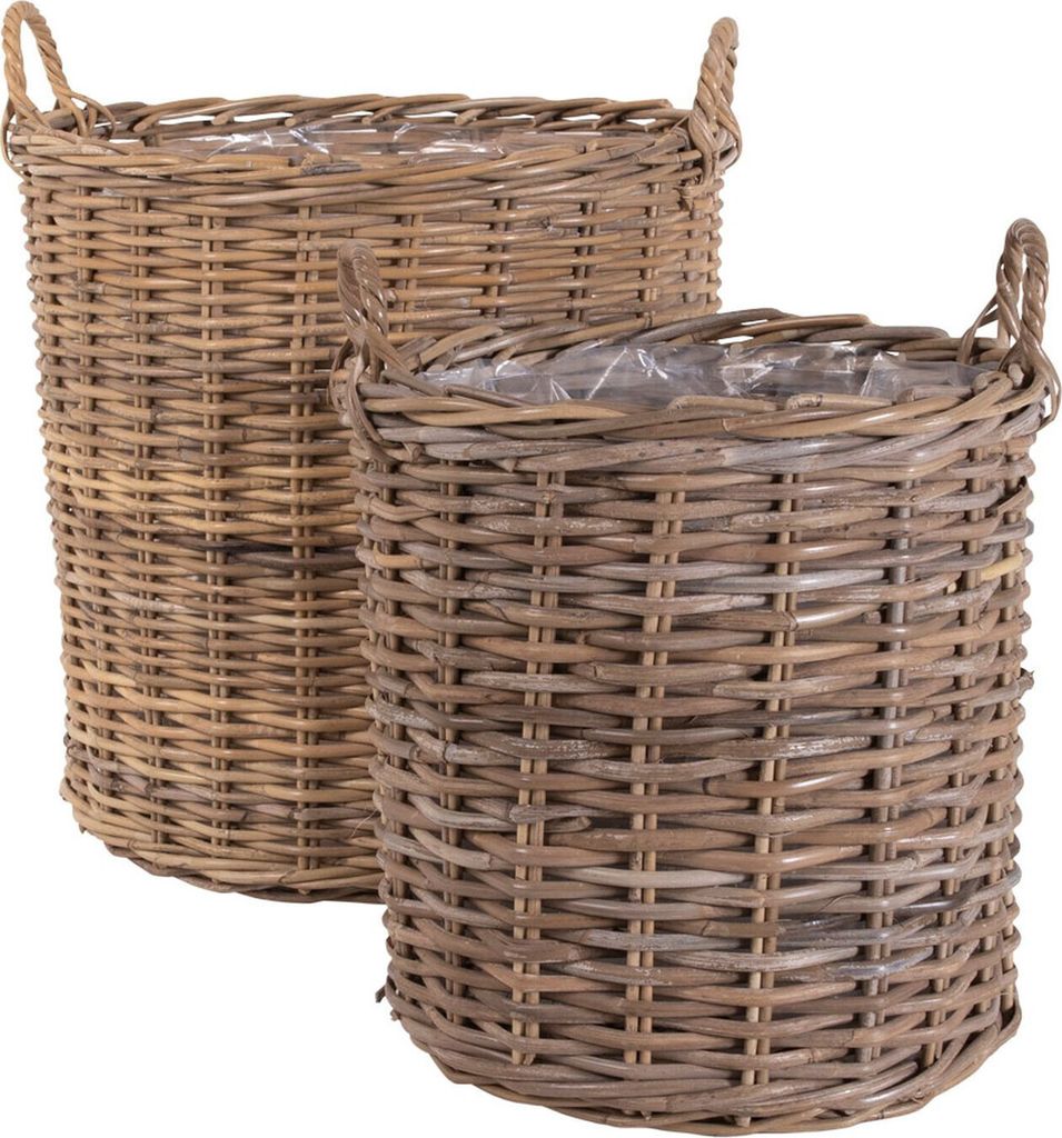 House Nordic Körbe Indo Set 2 runde Körbe aus Kubu-Rattan Produktbild 5