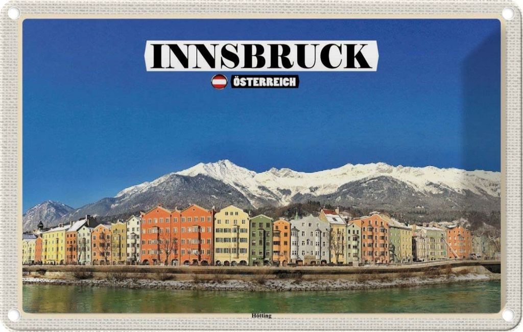 vianmo Blechschild 12x18 cm Innsbruck Österreich Hötting Berge Bildmotiv Reisemotiv Abenteuer Reisen
