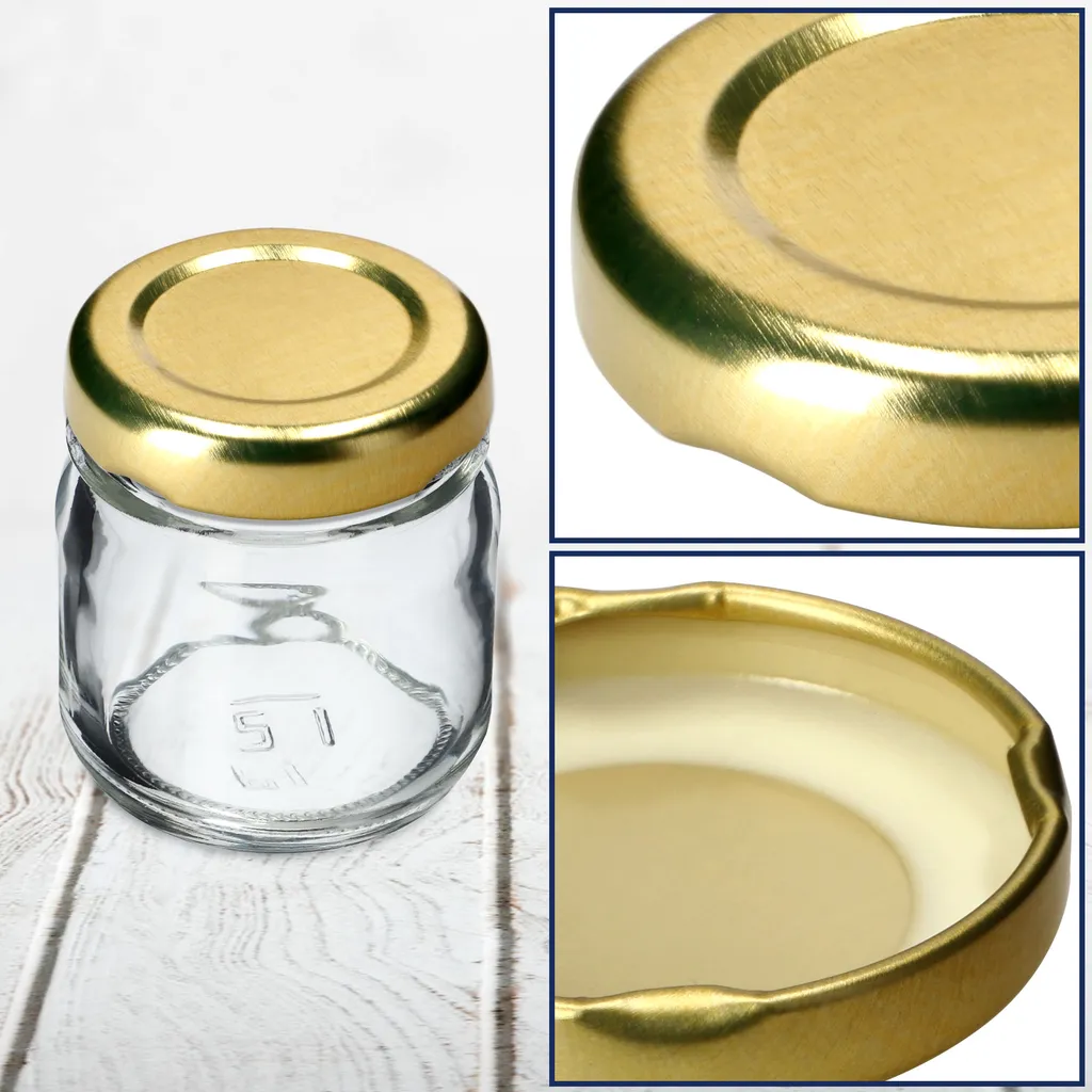 Stock 100 Coperchi Metallo 43mm KADAX Falla Oro per Uso Alimentare - 2