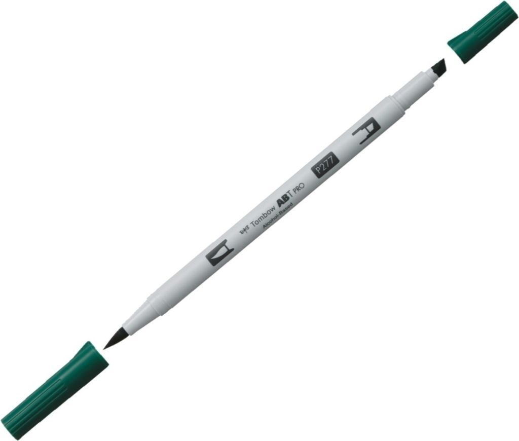 Dual-Fasermaler ABT Pro Keilspitze/Pinselspitze Alkoholbasis dark green Packung mit 3 Stück