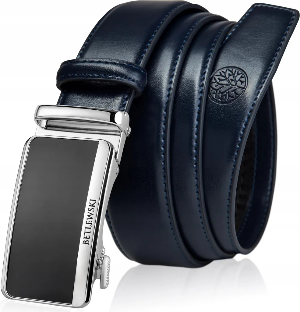 Cintura Uomo Betlewski C35BLGRANAT130 in Vera Pelle Blu Navy | Elegante