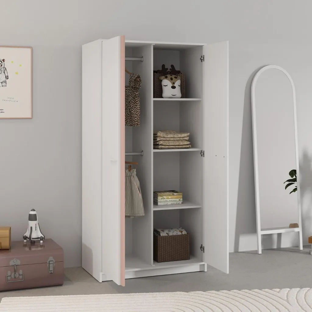 Armoire blanche 2 portes ARLO H180,9 cm : Aménagez votre dressing complet