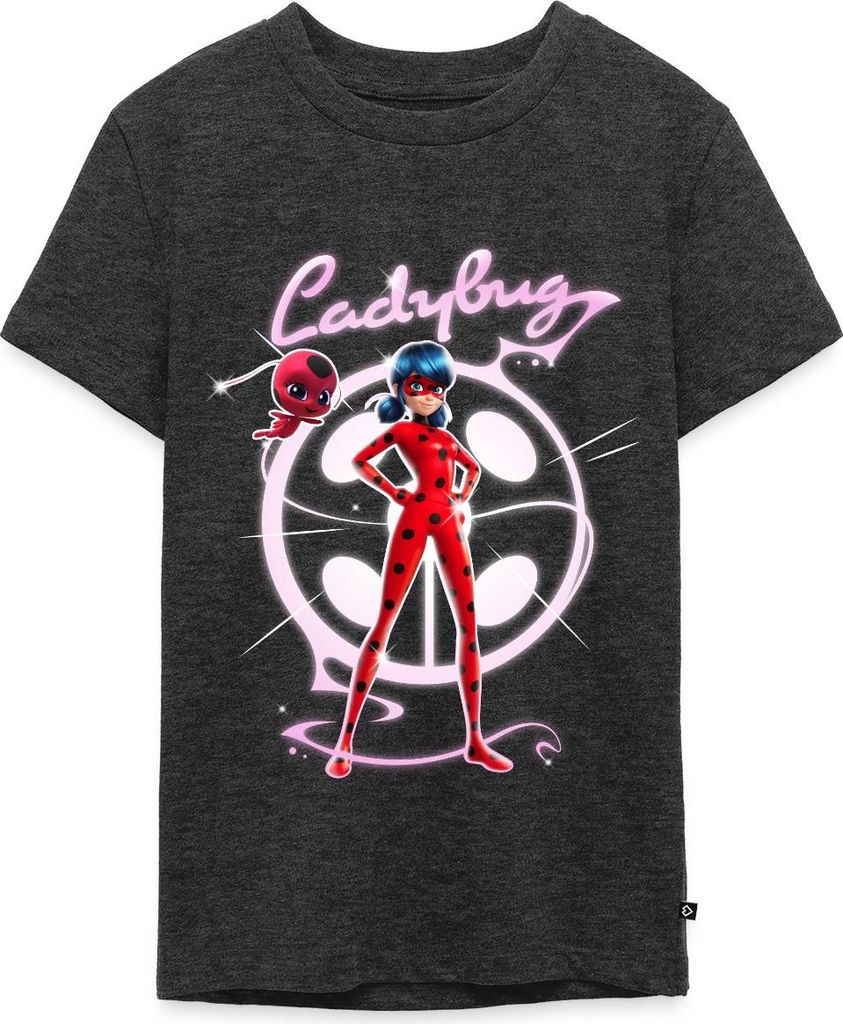 Spreadshirt Miraculous Ladybug Mit Tikki Teenager Premium T-Shirt, 146/152 (10 Jahre), Anthrazit meliert