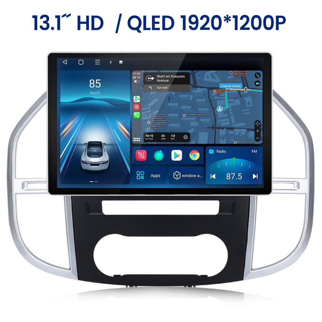 13.1" Android 15 Autoradio Carplay GPS Navi WiFi 4G BT DAB+ Produktbild 