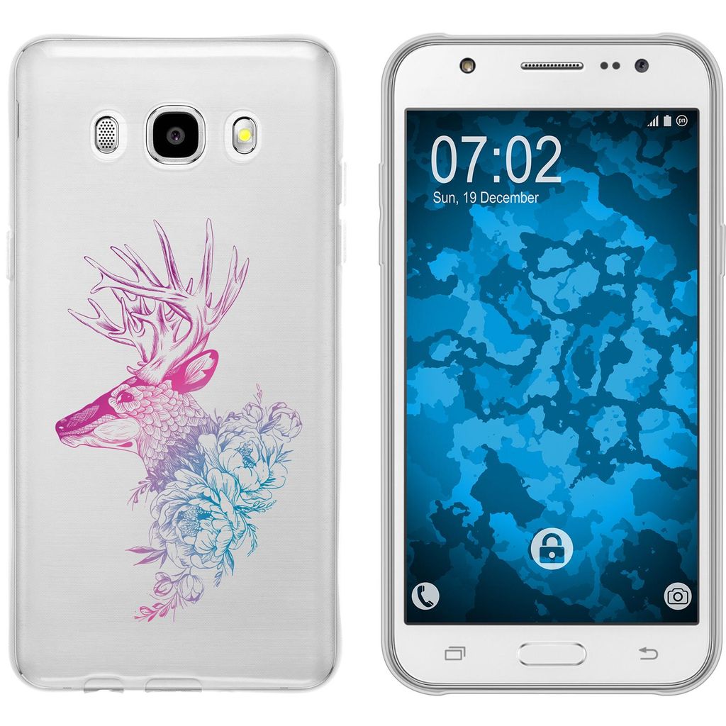 PhoneNatic Case kompatibel mit Samsung Galaxy J5 (2016) J510 Silikon-Hülle Floral Hirsch M7-6