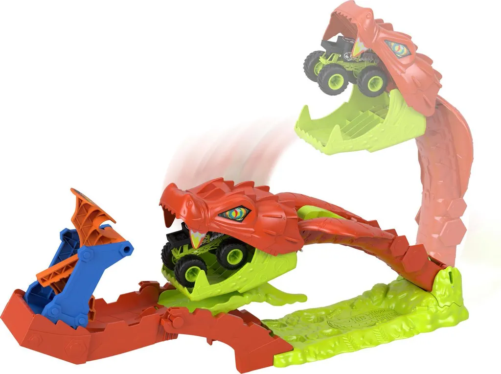 Hot Wheels Monster Trucks Chasse au Serpent Géant Mattel avec Loopings
