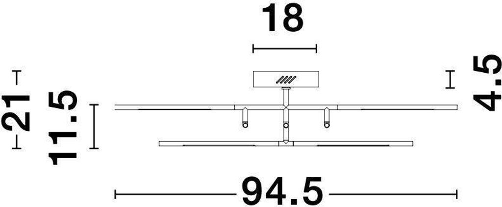 Nova Luce RACCIO LED Deckenleuchte Schwarz 59W Warmweiss 94,5x94,5x21cm dimmbar 9180714