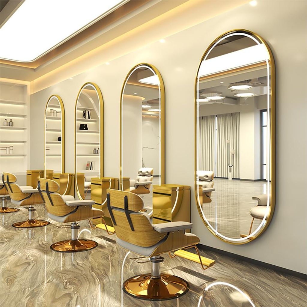Spiegel Ganzkörperspiegel für Friseursalons Oval mit Rahmen Gold 150*70cm【LFJ3839】