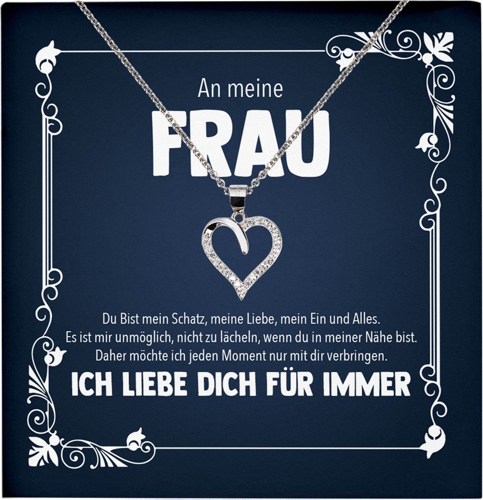 22Feels Echt Silber Halskette - Ehefrau Geschenk Frauen Schmuck Hochzeitstag Valentinstag Geburtstag - Herz Anhänger, Karte