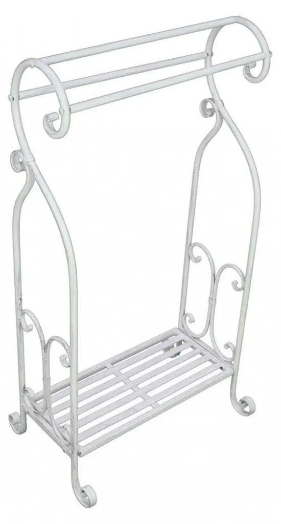 Porte-serviette design blanc vieilli 37 cm - Finition Acier Robuste