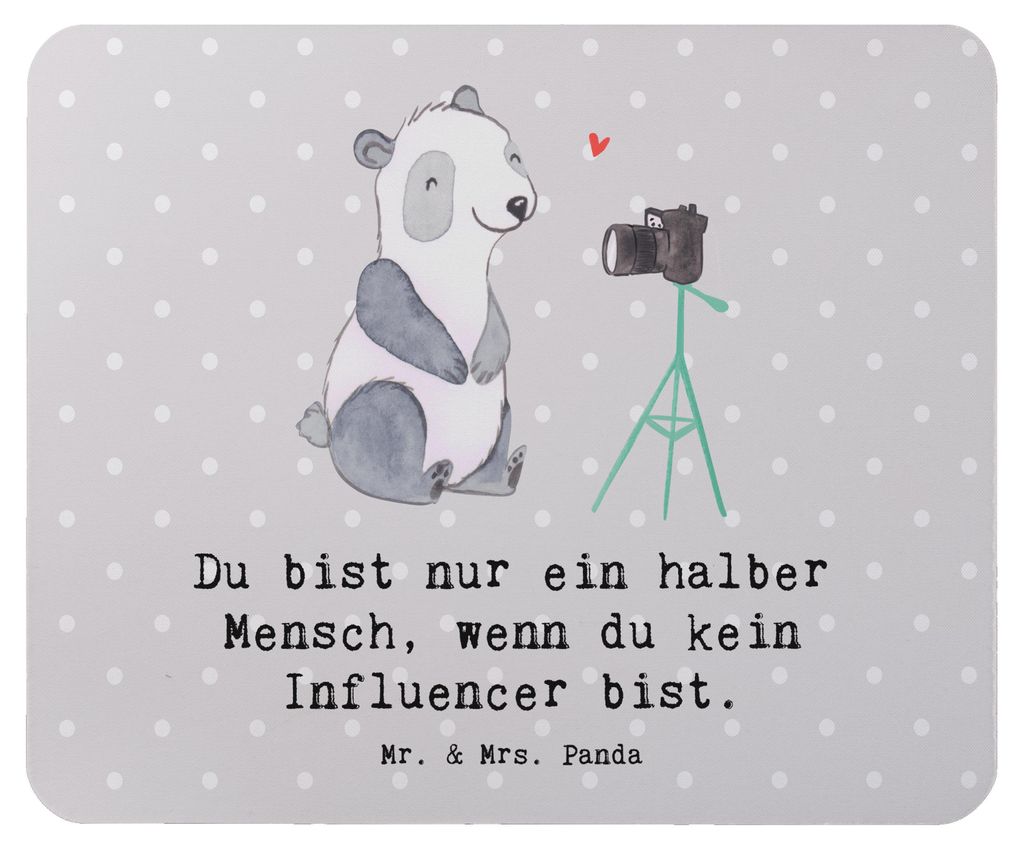 Mr. & Mrs. Panda Mouse Pad Influencer Herz - Grau Pastell - Produktbild 