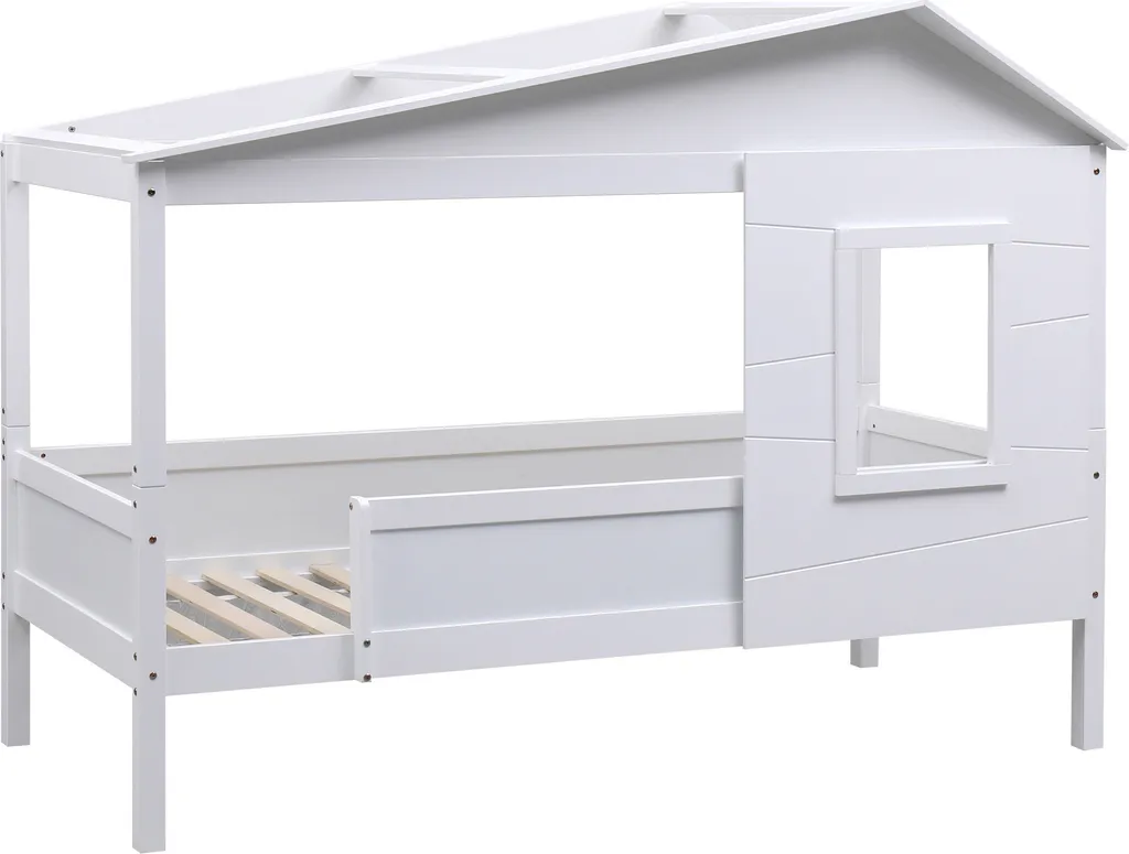 CLP Lit de bébé Tessa en pin blanc avec toit et fenêtre pour chambre