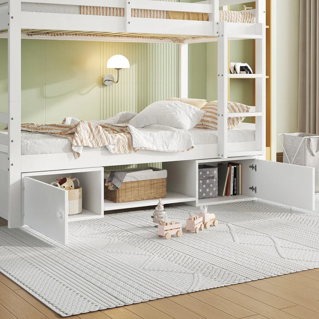 Lit superposé blanc 90x200cm : Gain de place idéal chambre enfant - 7