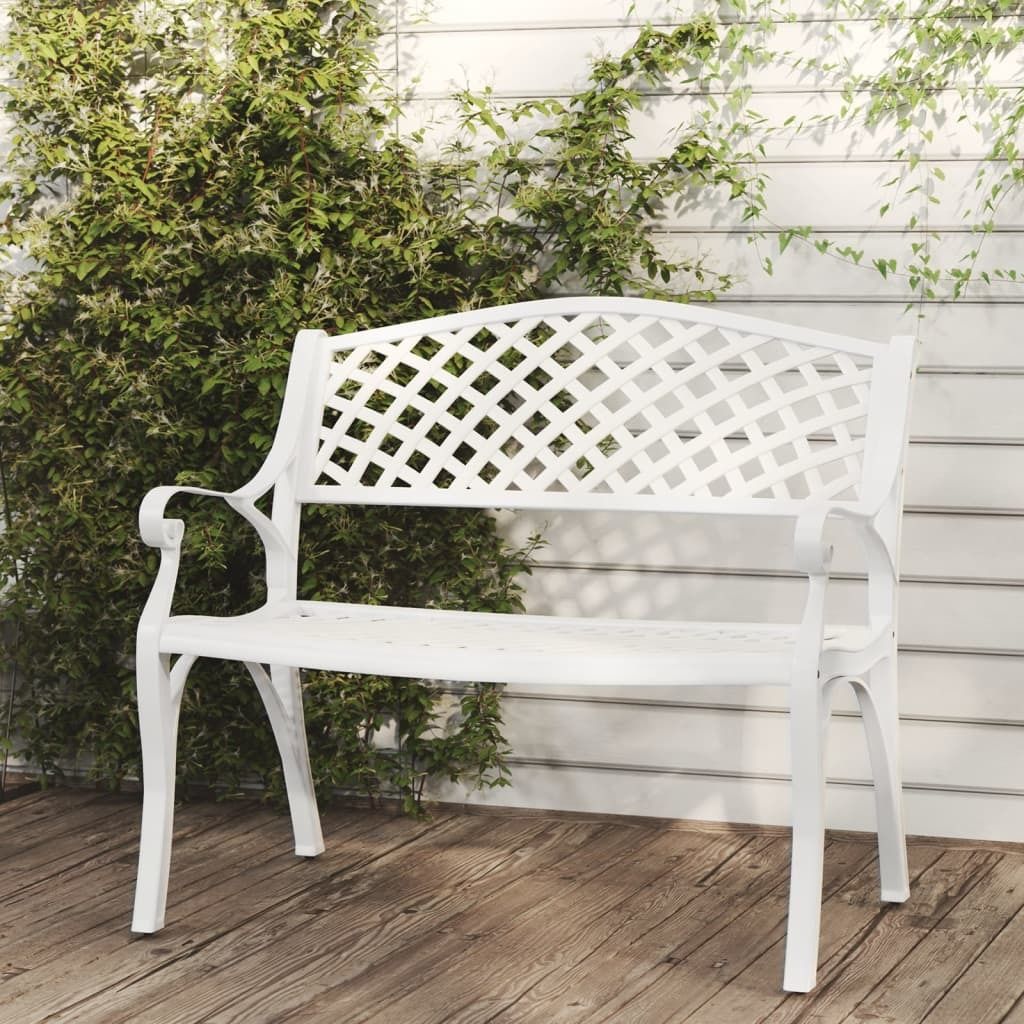 vidaXL Zahradní lavice 102 cm z litého hliníku, bílá Obrázek produktu 1
