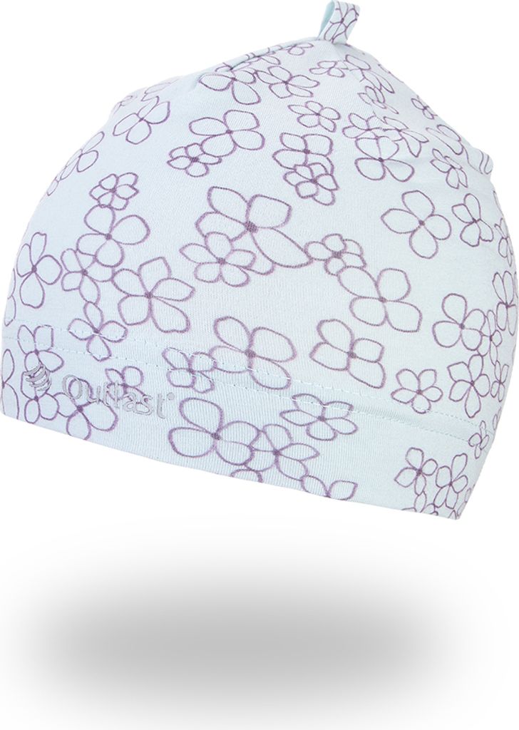 Beanie Mütze dünn DRUCK Outlast - Hellmint Blümchen, 6 | 54-57 cm