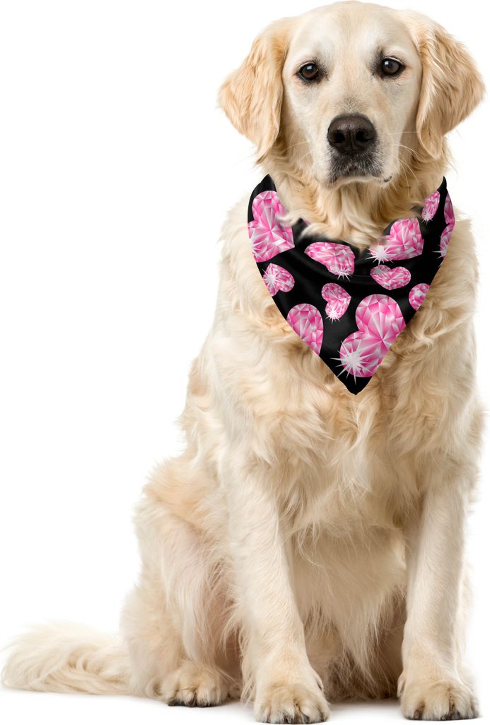 ABAKUHAUS Diamanten Haustier Bandana, Romatic Herz Shapes, 40x40 cm, Pale Pink Schwarz
