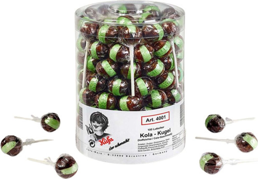 Küfa Lolly Cola Kugel Lutscher mit Cola Geschmack 100 Stück Produktbild 